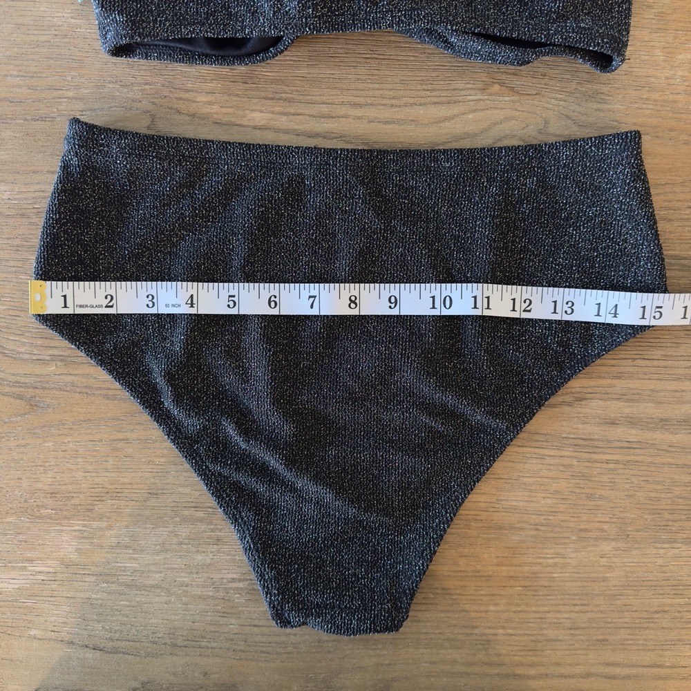 CorpoBonito By Andreia Black Lurex Bikini-Strapless Top‎ & High Waist Brief-$90 - Picture 12 of 13